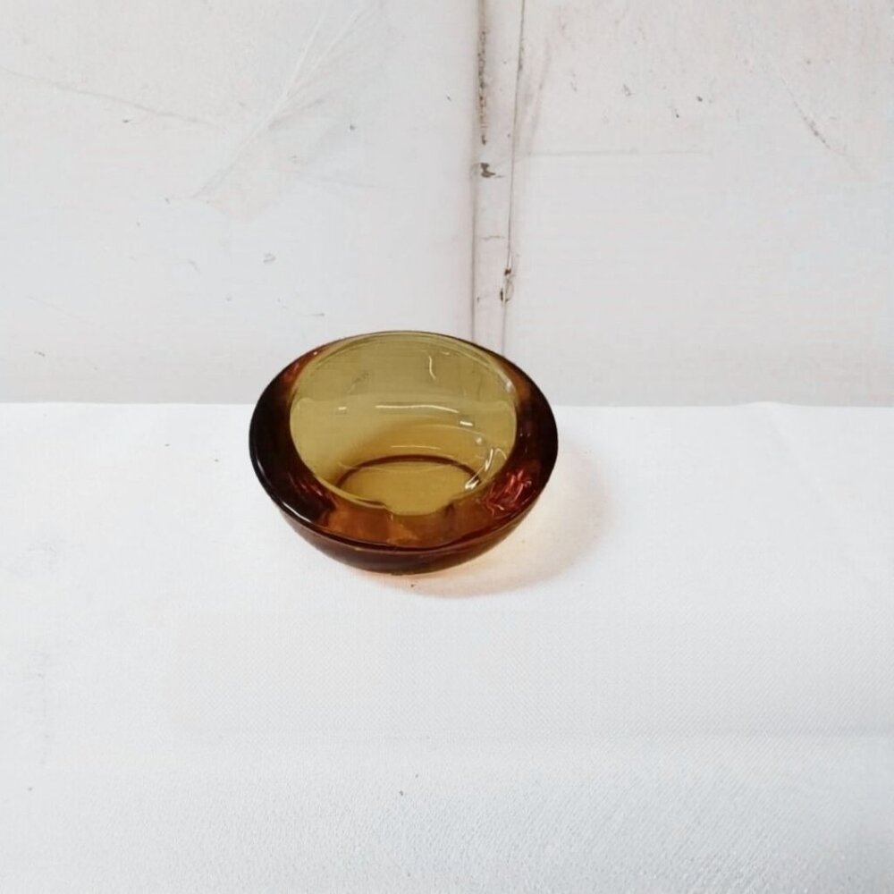 Vintage MCM Viking Glass Mini Orb Ashtray in Amber